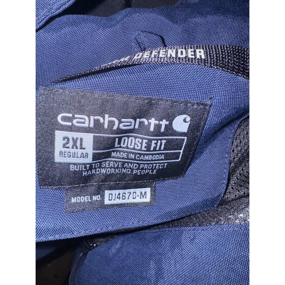 Carhartt Mens Navy Storm Defender Jacket 2XL Loose Fit Waterproof Progressive Da - Picture 5 of 14
